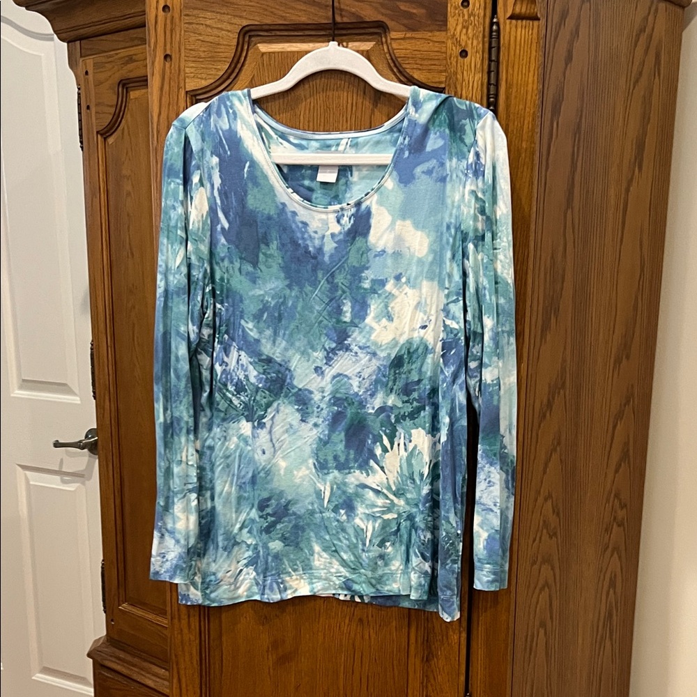 Chico's Oceanic Tie-Dye Long Sleeve Top